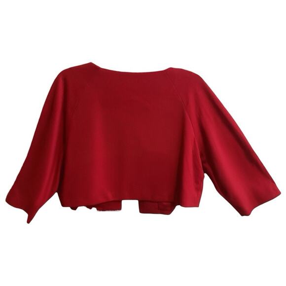 Jessica Howard Blazer Red Short Jacket Size 16 Y2K 3/4 Sleeve Career Holidays - Picture 8 of 11